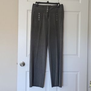 Gray pinstriped slacks
